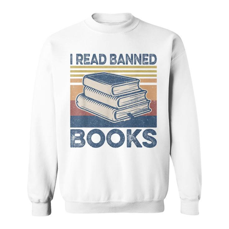 I Read Banned Books Week Librarian Freedom Reader Nerd Men  Sweatshirt