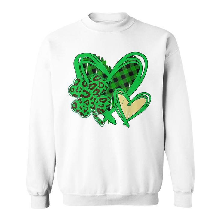 Irish Shamrocks Leopard St Patricks Day Lucky Heart Leopard  Sweatshirt