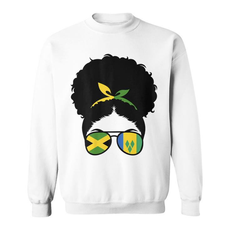 Jamaica And St Vincent Mix Afro Bun Half Vincentian Jamaican  Sweatshirt