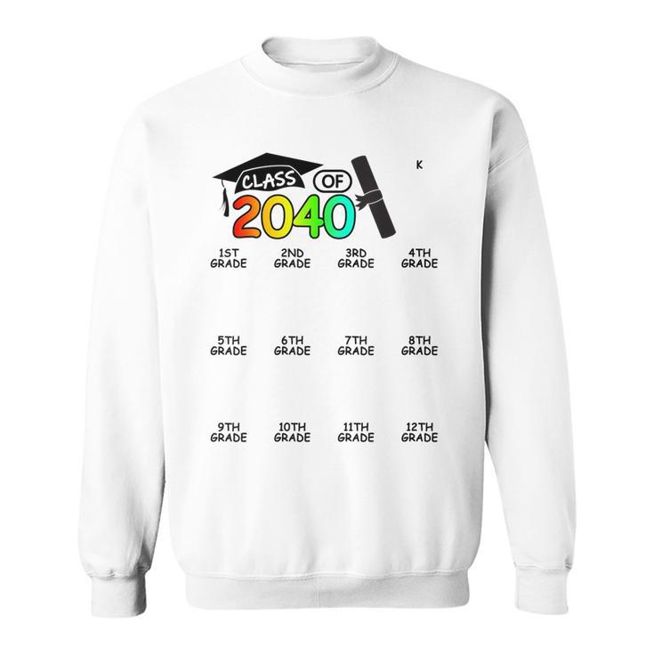 K 12Th Grade Grow With Me Space For Check-Mark Class Of 2040 Men Women Sweatshirt Graphic Print Unisex