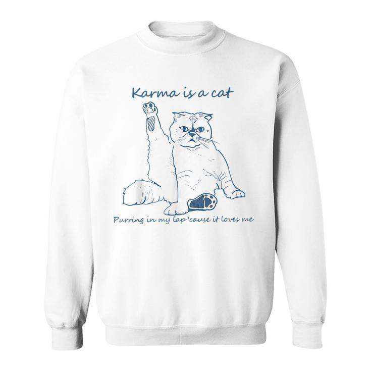 Karma Is A Cat Purring In My Lap Cause It Loves Me Cat Love  Sweatshirt
