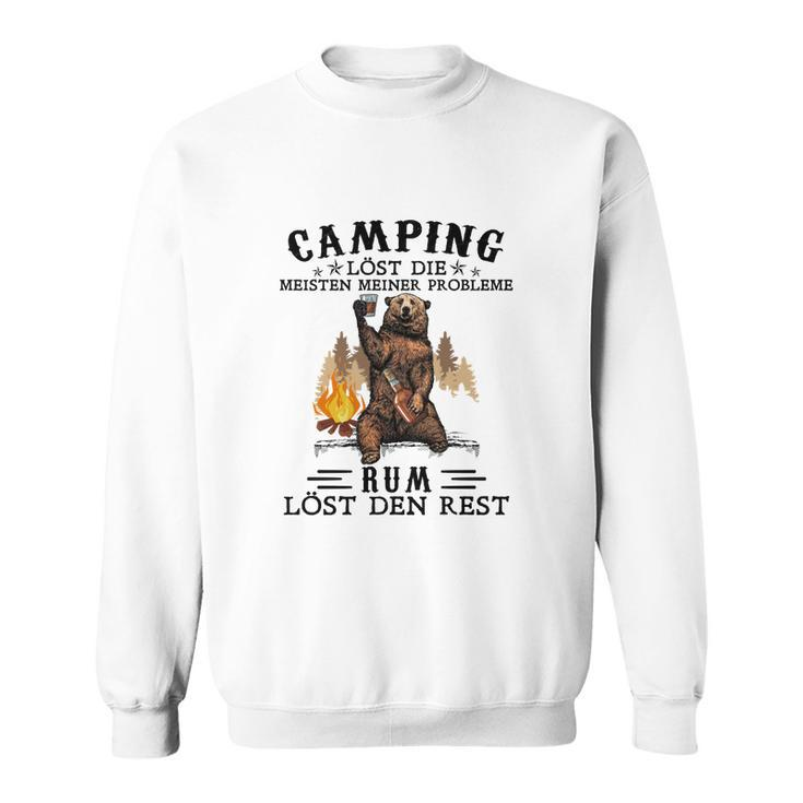 Lustiges Herren Camping Sweatshirt Camping & Rum lösen Probleme, Outdoor Tee