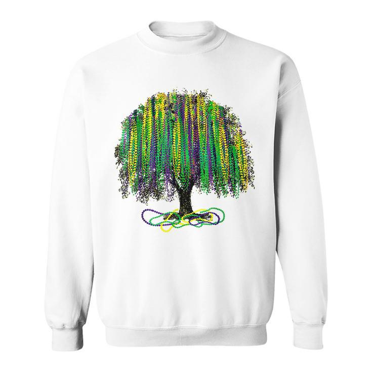 Mardi Gras Tree Beads New Orleans 2022 Watercolor Vintage  Sweatshirt