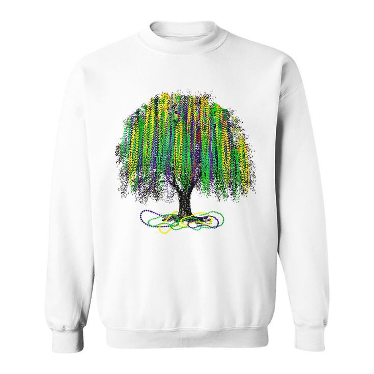 Mardi Gras Watercolor Mardi Gras Bead Tree Party Costume Sweatshirt