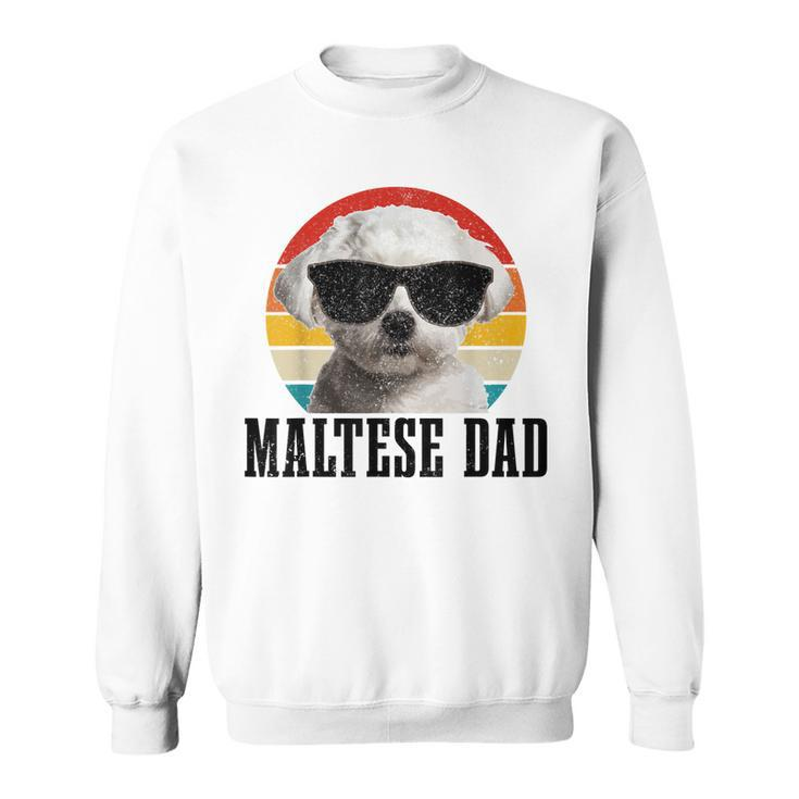 Mens Maltese Dad Retro Vintage Dog Funny Maltese Dad  Sweatshirt