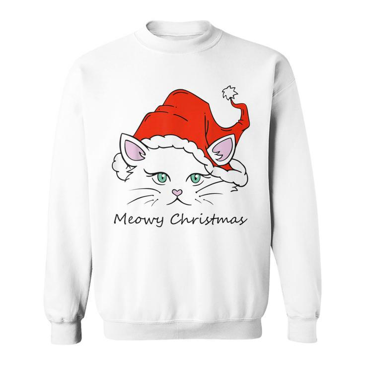 Meowy Catmas Cat Christmas Cute Kitten Cats Santa Hat  V2 Men Women Sweatshirt Graphic Print Unisex