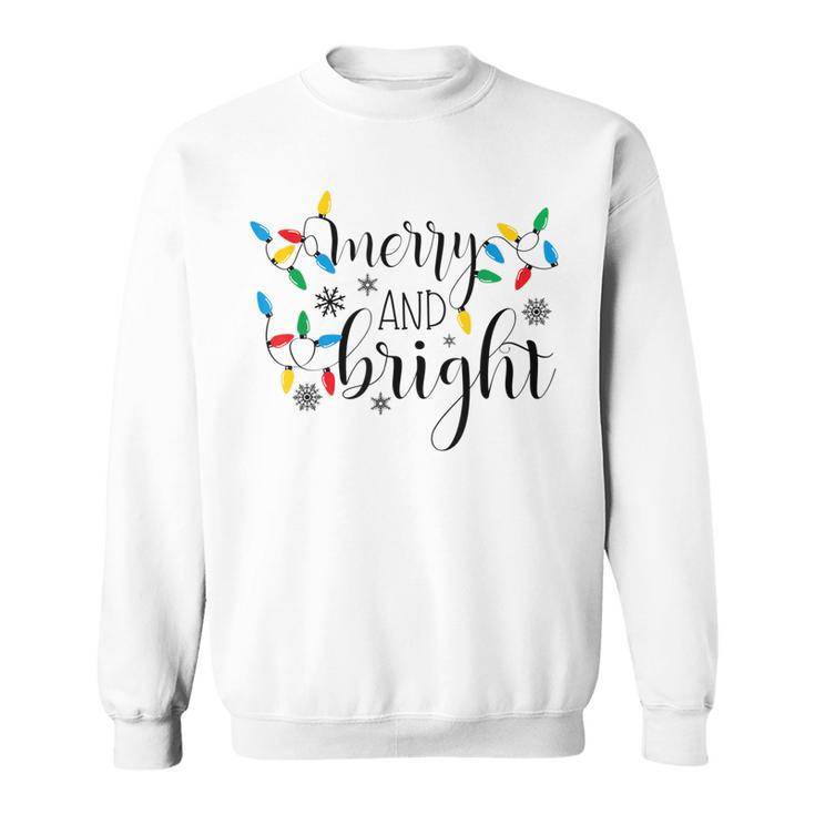 Merry And Bright Christmas Lights Cute Graphic  Men Women Sweatshirt Graphic Print Unisex