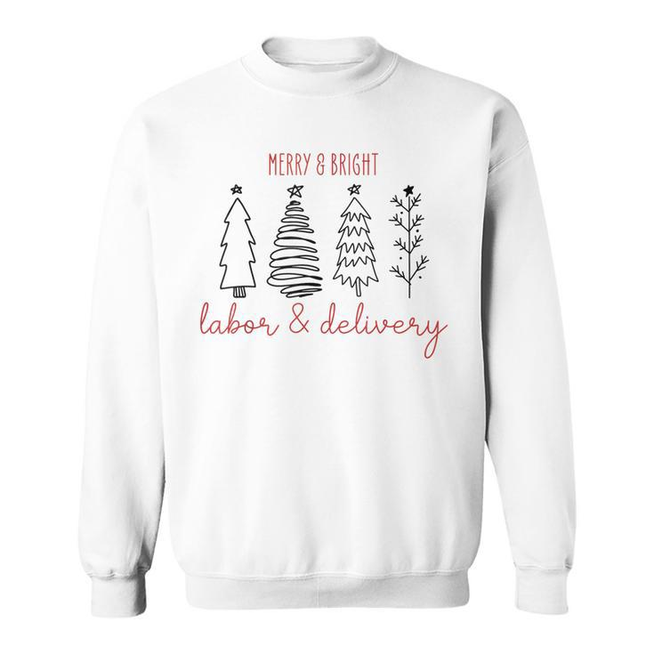 Merry Xmas Bright Christmas Labor And Delivery Nurse  Men Women Sweatshirt Graphic Print Unisex