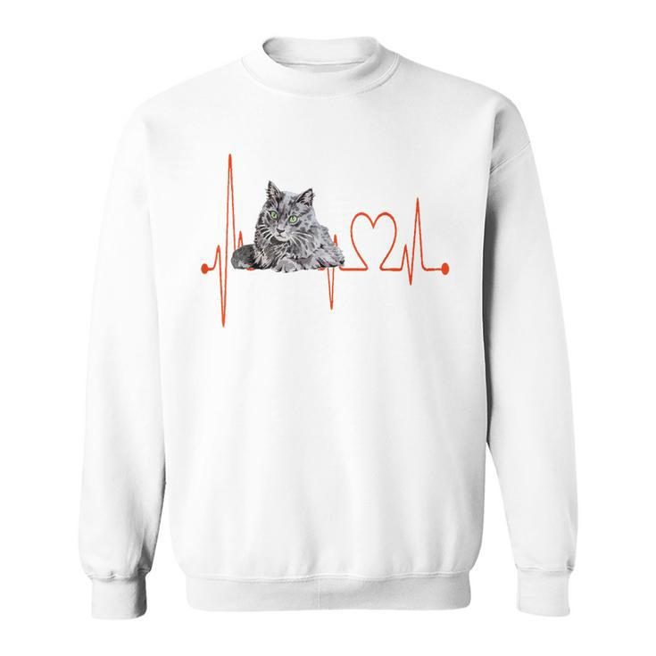 Nebelung Katze Herzschlag Ekg I Love My Cat Sweatshirt