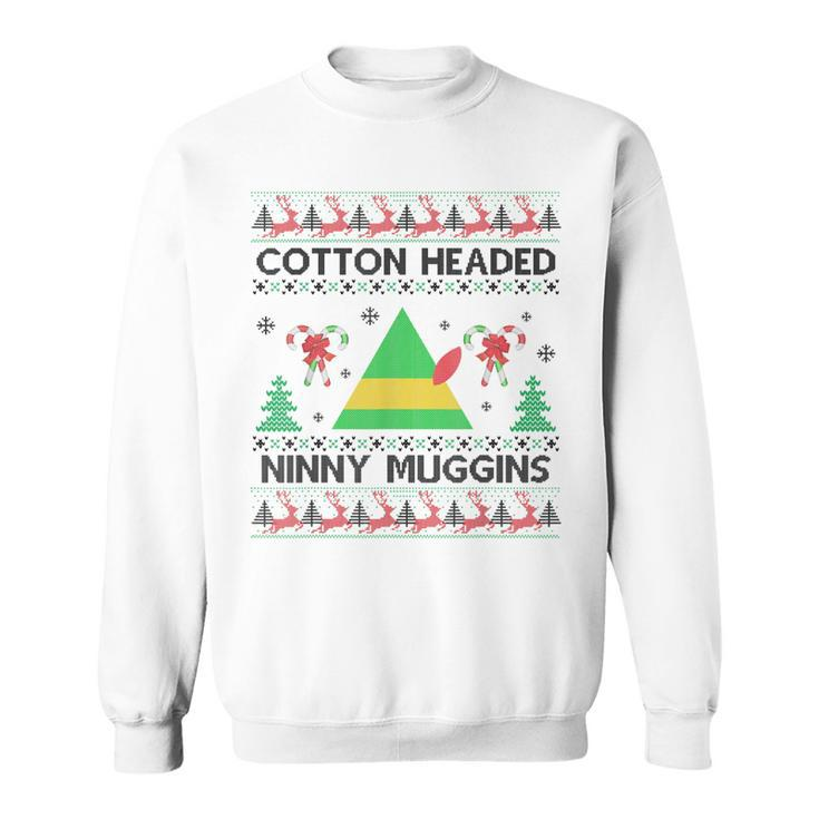 Ninny Gins Cotton Headed Funny Christmas Elf Holiday V2 Men Women Sweatshirt Graphic Print Unisex