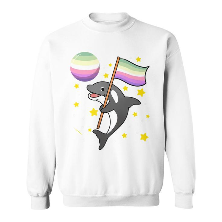 Orca In Space Genderfae Pride   Sweatshirt