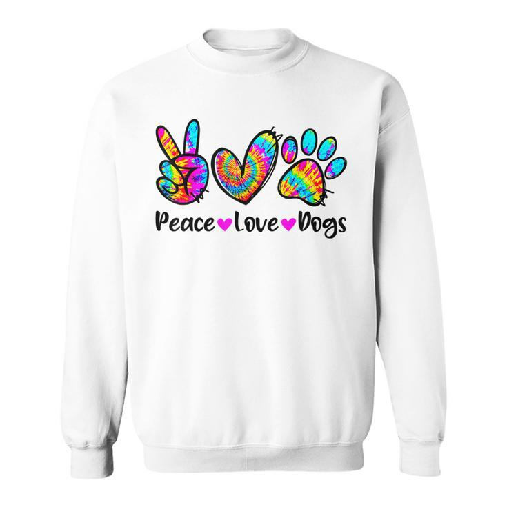 Peace Love Dogs Tie Dye Dog Paw Dog Mom Cute Mothers Day  Sweatshirt