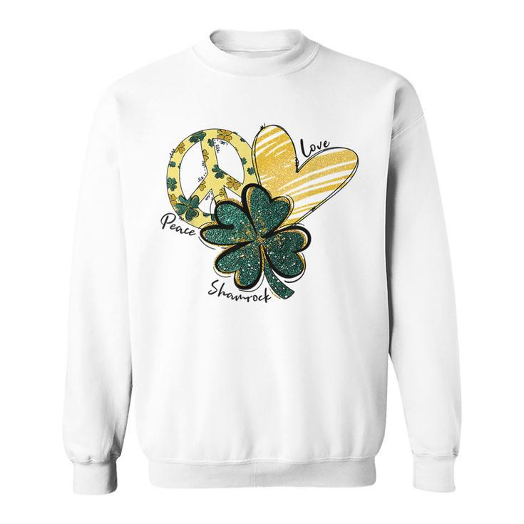 Peace Love Shamrock Leopard Irish Shamrocks St Patricks Day  Sweatshirt