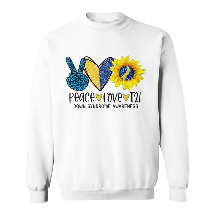 Peace Love T21 Down Syndrome Leopard Peace Sign & Sunflower Sweatshirt