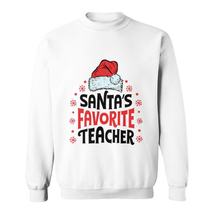 Santas Favorite Teacher Christmas Women Men Santa Hat Sweatshirt