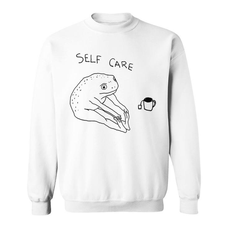 Self Care | Frog Drinking Tea Sweatshirt