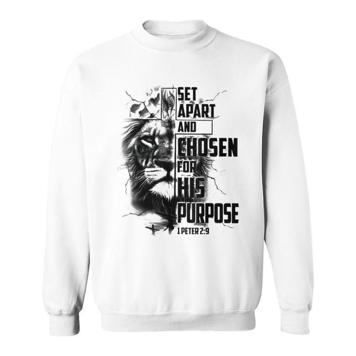 Set Apart And Chosen For His Purpose Lions Cross Christian  Sweatshirt