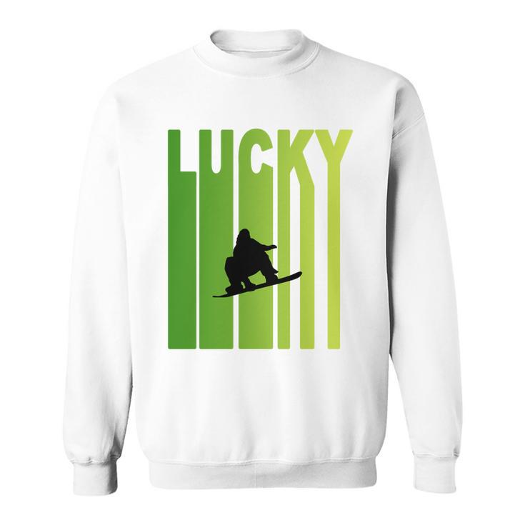 St Patricks Day Lucky Snowboarding Funny Sport Lovers Gift Men Women Sweatshirt Graphic Print Unisex