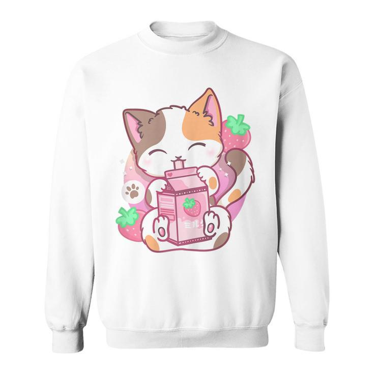 Strawberry Shake Strawberry Milk Cat Kawaii Neko Anime  Sweatshirt