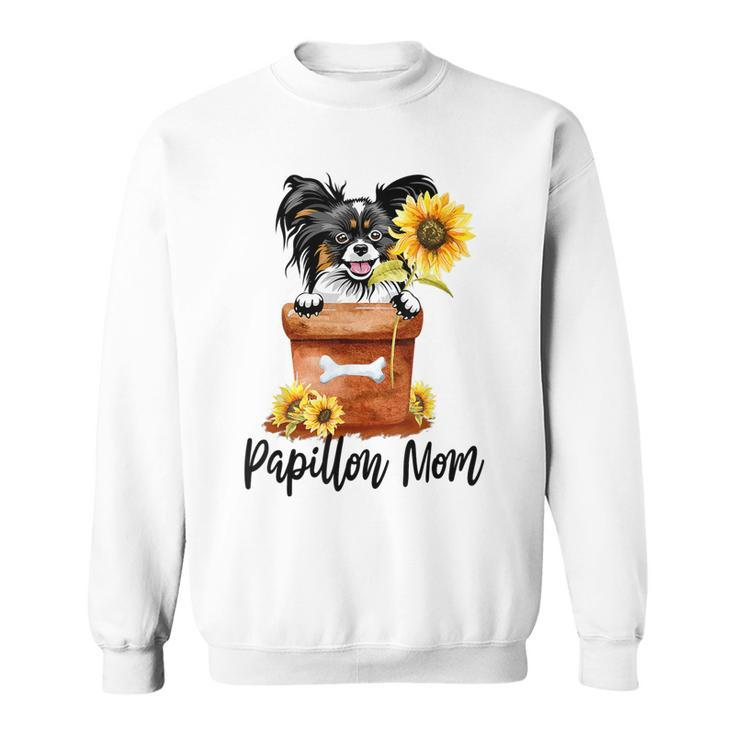 Sunflower Papillon Mom Dog Lover Gifts Mothers Day  Sweatshirt