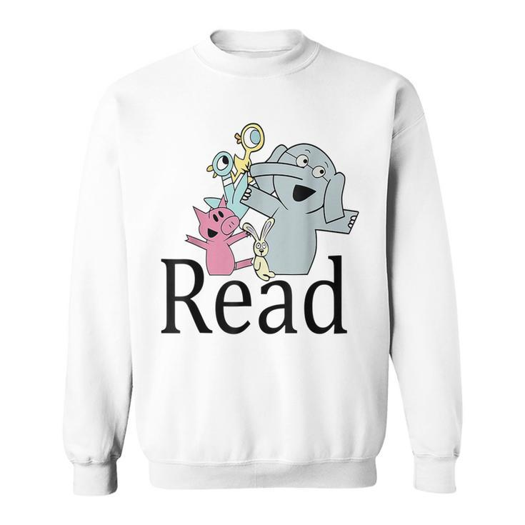 Teacher Library Read Book Club Piggie Elephant Pigeons Funny  V2 Men Women Sweatshirt Graphic Print Unisex