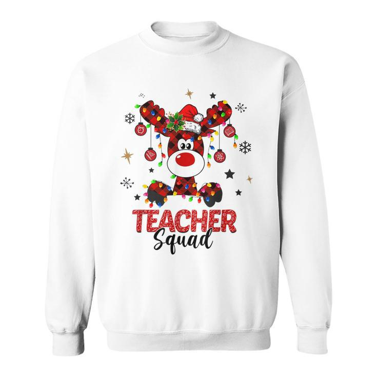 Teacher Squad Reindeer Funny Teacher Christmas Lights Xmas  V5 Men Women Sweatshirt Graphic Print Unisex