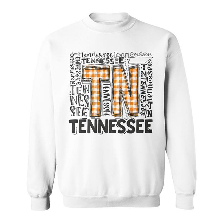 Tennessee State Flag Orange Plaid Tn   Sweatshirt