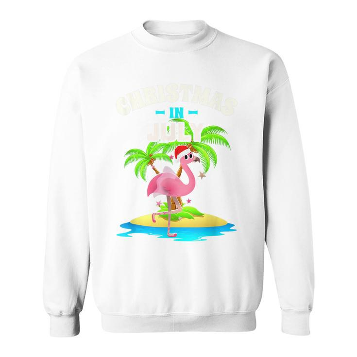 Tropischer Rosa Flamingo Sweatshirt, Hawaii Sommer Niedlich, Weihnachten im Juli
