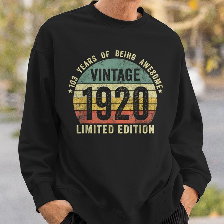 103Rd Birthday 103 Year Old Vintage 1920 Limited Edition Men Women Sweatshirt Graphic Print Unisex Gifts for Him