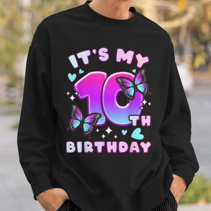 10Th Birthday Girl 10 Years Butterflies And Number 10 Sweatshirt Gifts for Him