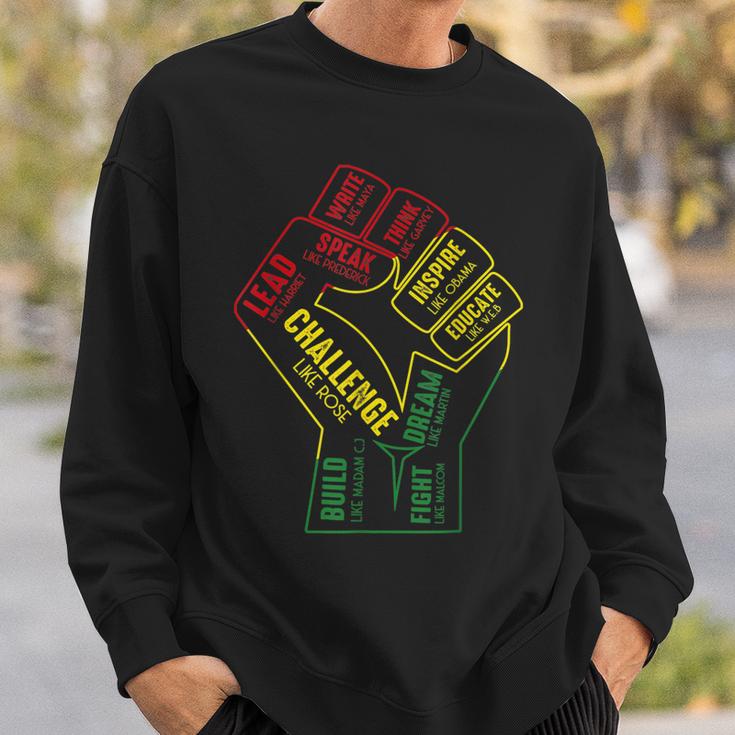 Fist Hand Inspiring Black Leaders Power Black History Month  Men Women Sweatshirt Graphic Print Unisex