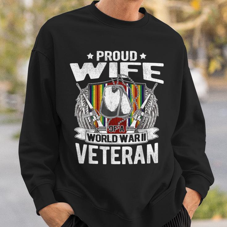 Proud Wife Of A World War 2 Veteran Ww2 Military Spouse Gift  Men Women Sweatshirt Graphic Print Unisex
