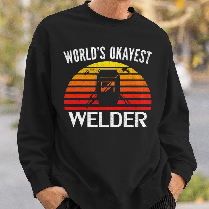 Vintage Retro Worlds Okayest Welder Funny Welding Cool Gift Sweatshirt
