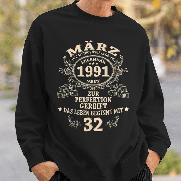 32 Geburtstag Geschenk Mann Mythos Legende März 1991 Sweatshirt Geschenke für Ihn