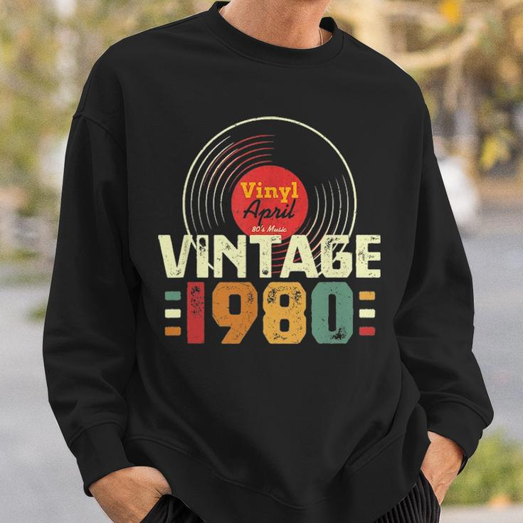 41Th Birthday Gift Vintage 1980 April 41 Years Vinyl Record Sweatshirt Gifts for Him