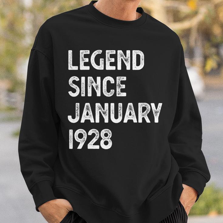 95 Geburtstag Männer Frauen Legende Seit Januar 1928 Langarm Sweatshirt Geschenke für Ihn