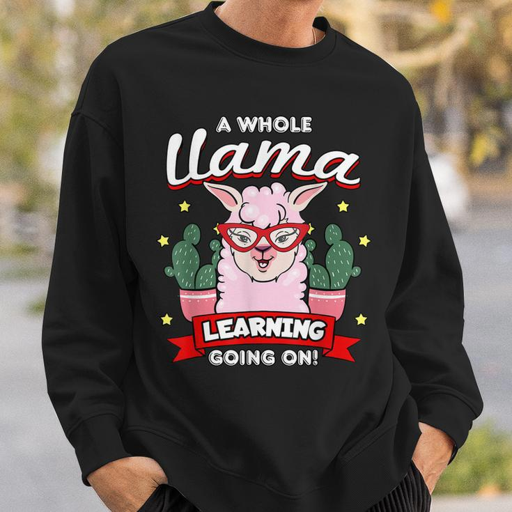 A Whole Llama Learning Going On Cute Teacher Men Women Sweatshirt Graphic Print Unisex Gifts for Him