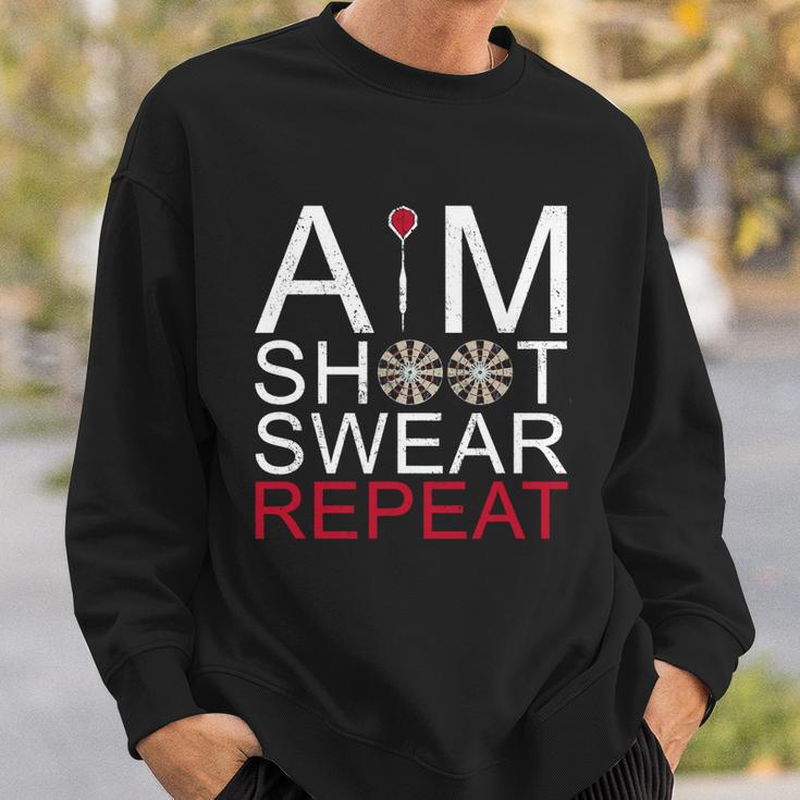 Aim Shoot Swear Repeat Darts Retro Vintage Gift Men Women Sweatshirt Graphic Print Unisex Gifts for Him