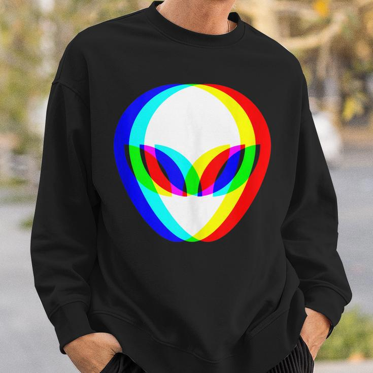 Alien Head Trippy Vaporwave Techno Rave Edm Music Festival Sweatshirt Gifts for Him