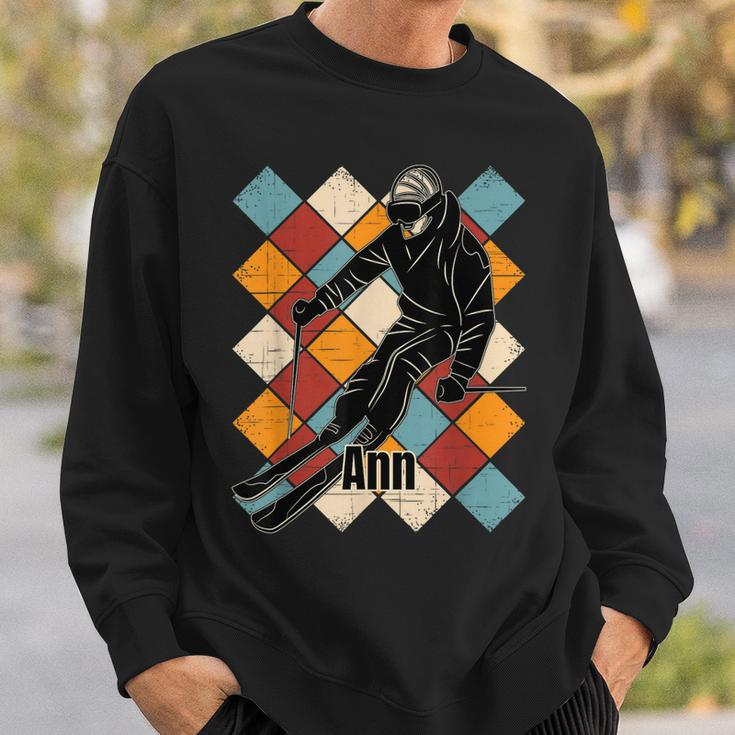 Ann Skipiste Vintage Skifahrer Name Sweatshirt Geschenke für Ihn