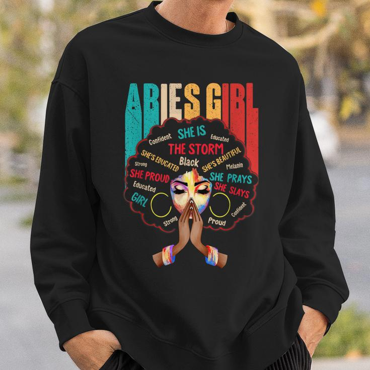 Aries Girl She Slays & Prays March April Birthday Queens Sweatshirt Gifts for Him