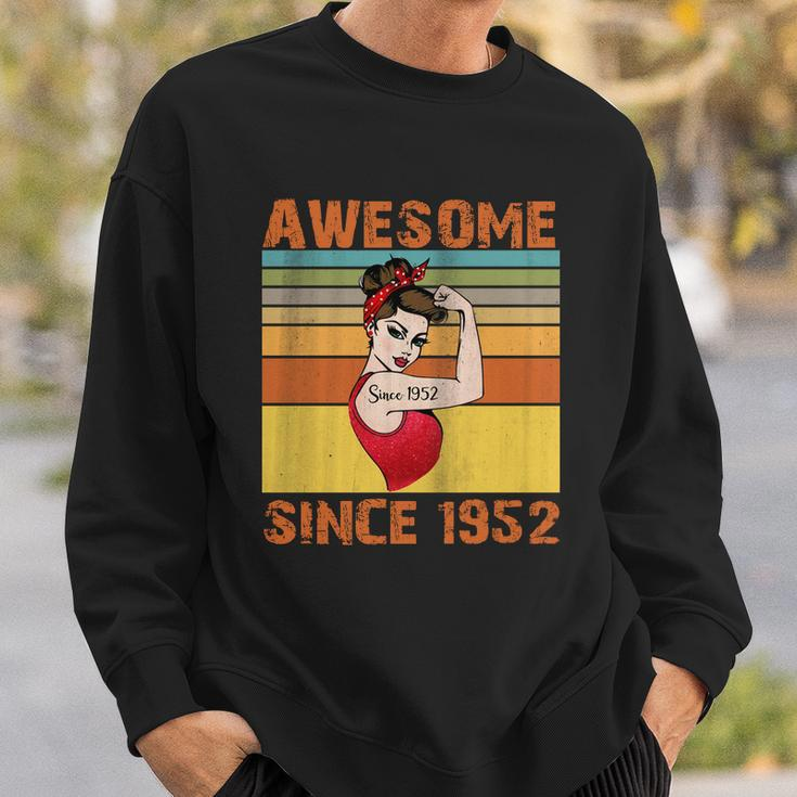 Awesome Since 1952 70Th Birthday Messy Bun Sweatshirt Gifts for Him