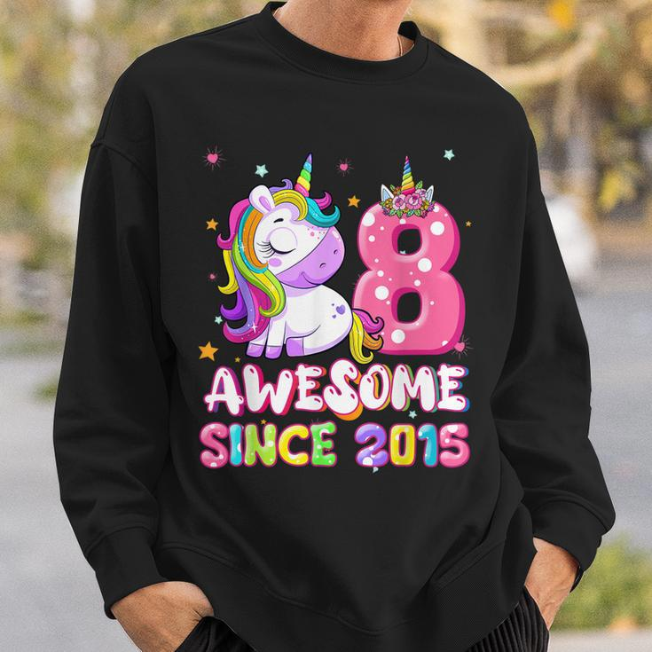 Awesome Since 2015 Dabbing Unicorn 8Th Birthday Gift Girls Sweatshirt Gifts for Him
