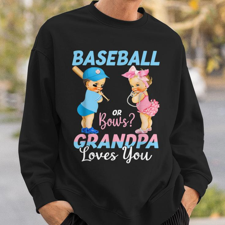 Baseball Or Bows Grandpa Loves You Baby Gender Reveal Sweatshirt Gifts for Him