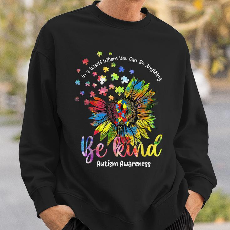Be Kind Autism Awareness Puzzle Pieces Sunflower Autism Mom Sweatshirt Gifts for Him