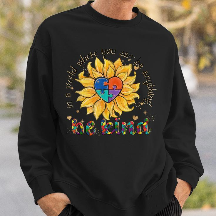 Be Kind Sunflower Autism Mom Dad Women Kids Autism Awareness Sweatshirt Gifts for Him