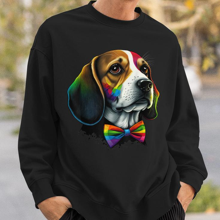 Beagle Gay Pride Dog Lgbt Rainbow Flag On Beagle Lgbtq Sweatshirt Gifts for Him