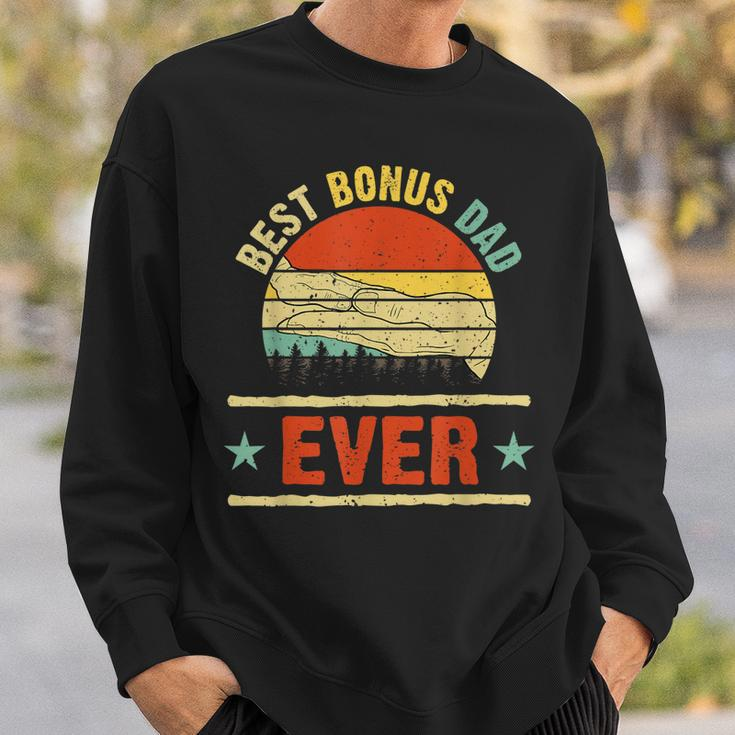Best Bonus Dad Ever Vintage Sunset Funny Fathers Day Gift Sweatshirt Gifts for Him