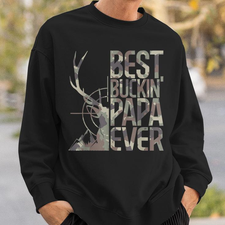 Best Buckin Papa Ever Funny Deer Hunter Cool Hunting Papa Sweatshirt Gifts for Him