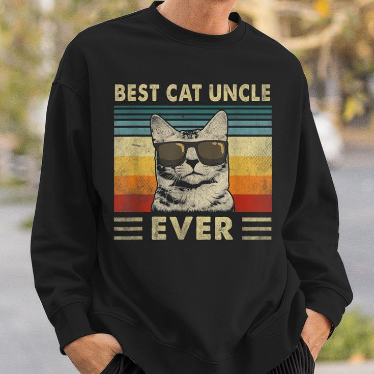 Best Cat Uncle Ever Vintage Retro Cat Dad Father Day Sweatshirt Gifts for Him